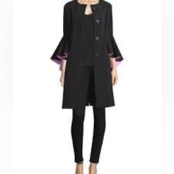 MILLY Selena Ruffled Bell Sleeve Trench Coat in L NWT - Picture 1 of 10